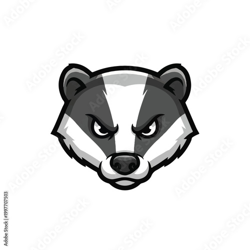 Cartoon angry badger face closeup.