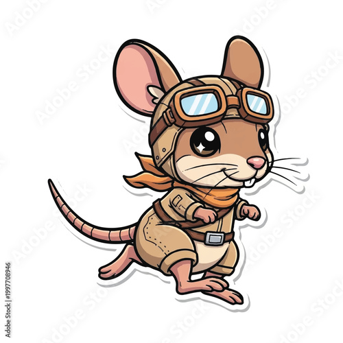 Cartoon mouse wearing aviator gear.