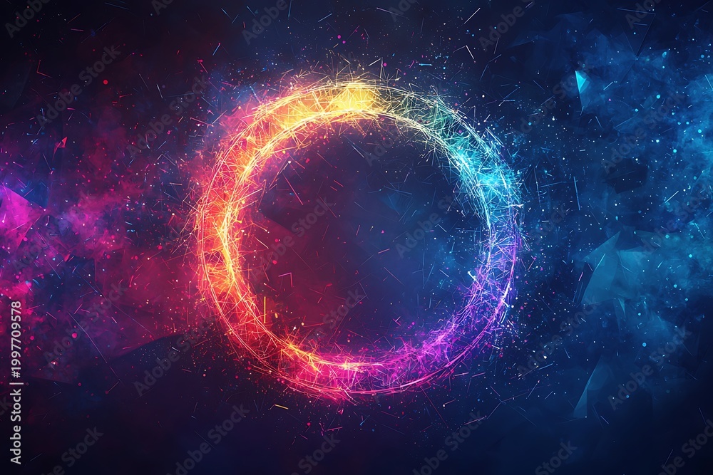 Fototapeta premium Vibrant spiral galaxy with colorful cosmic dust and stars