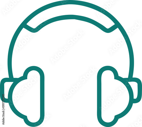 Minimalist headphones line icon vector, teal blue audio headset symbol, modern music and podcast equipment graphic for digital interface design