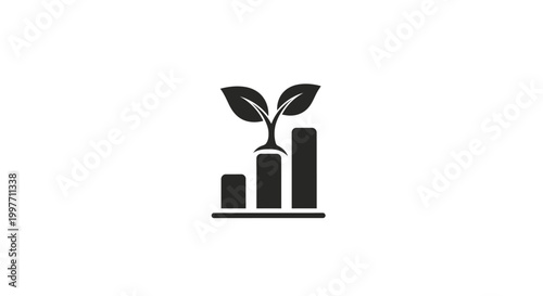 Foto A plant growing from a bar graph.
