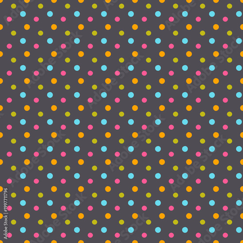 Colorful Dots on Grey Seamless Repeat