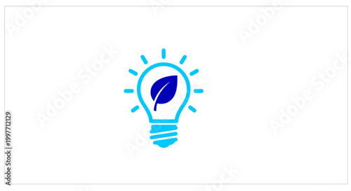 Sustainable energy line icon. Light bulb with leaf and ecology symbol