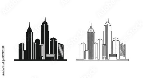 Modern Skyline Vector Art: Stylish Cityscape Designs Vector