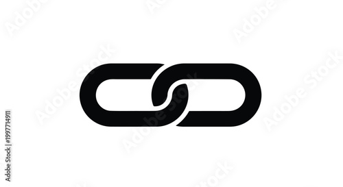 Simple chain link icon for digital hyperlinks and URL connections