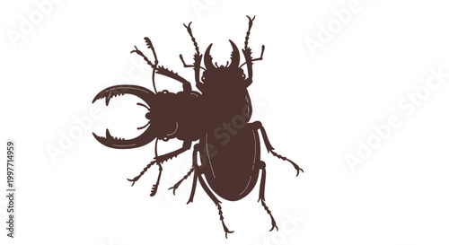 Silhouette of two insects interacting on white background
