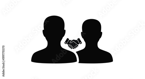Social media users handshake icon for business partnership and cooperation