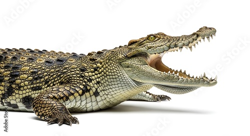 Dangerous crocodile isolated on white background