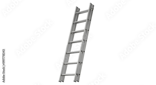 Foto Modern aluminum extension ladder isolated on transparent background