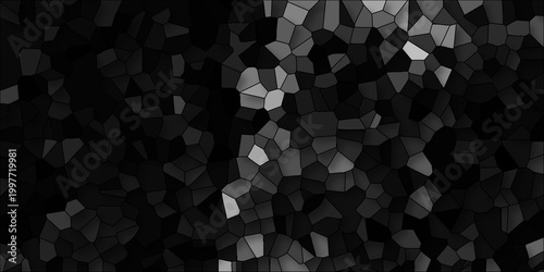 Dark grayscale abstract geometric mosaic with subtle light variations and irregular polygon shapes forming a textured background