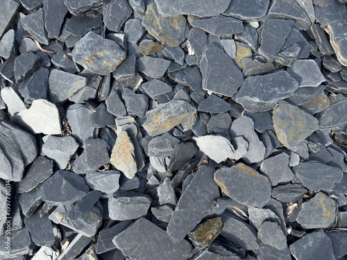 Photos Dark slate rock fragments pile