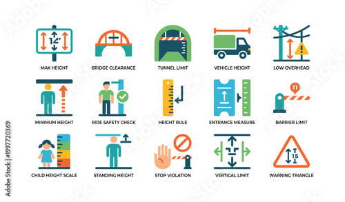 Height and clearance icons showing measurement and limit symbols