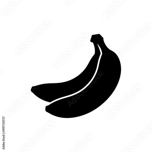 Two ripe bananas, a healthy and delicious tropical fruit, ready to eat, isolated on white background.