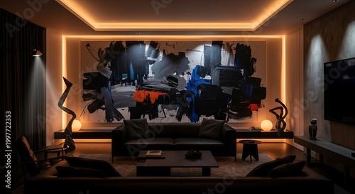 modern living room with fireplace