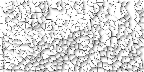 Detailed abstract geometric mosaic pattern with irregular polygon shapes and soft shadow effects on a white background offering a versatile textured surface for graphic design and digital art