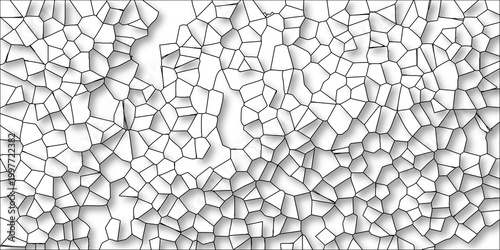 Organic abstract geometric mosaic pattern featuring a dynamic flow of irregular polygon shapes with subtle shadowing on a white background for versatile textured design applications