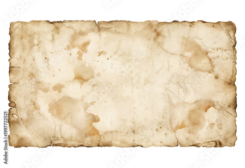 Vintage grunge paper texture with subtle stains and soft aged edges. Clean central space ideal for backgrounds, overlays, posters, or retro design projects requiring an authentic antique look.