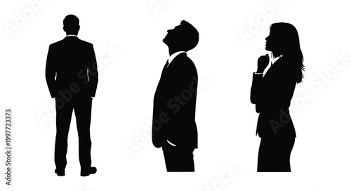 Schilderij op canvas Three business professionals in profile view distinct silhouette