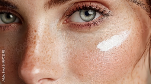 Woman blissfully using gentle skincare