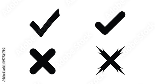 Photos Four black check and cross marks presented as a stark silhouette
