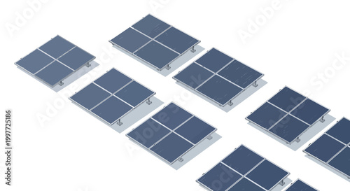 Isometric Solar Panel Array Illustration for Clean Renewable Energy and Sustainable Power Generation