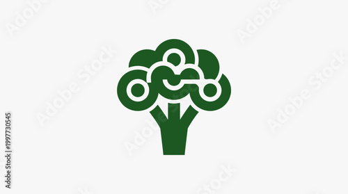 A stylized green broccoli icon with white details on a plain background