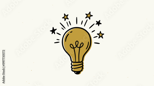 A creative lightbulb moment with stars shining brightly overhead indoors