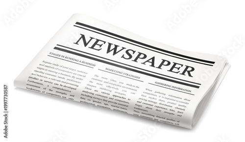 Obraz na płótnie Folded newspaper isolated on white. Printed publication