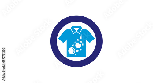 Laundry service logo with a blue shirt.