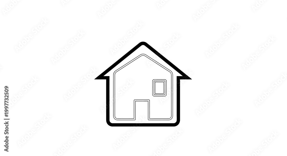 Fototapeta premium Minimalist house outline icon, simple dwelling symbol, home pictogram for user interface design and web graphics