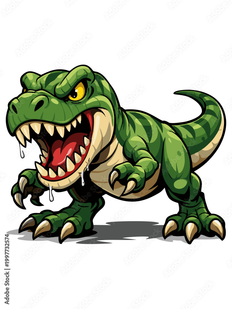 Fototapeta premium Vector Illustration of a Roaring Cartoon T-Rex Dinosaur
