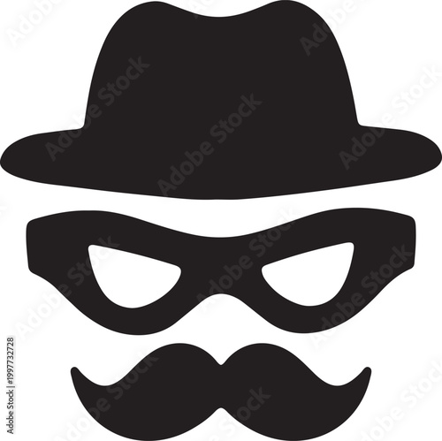 Disguised Bandit Icon With Hat Mask And Moustache