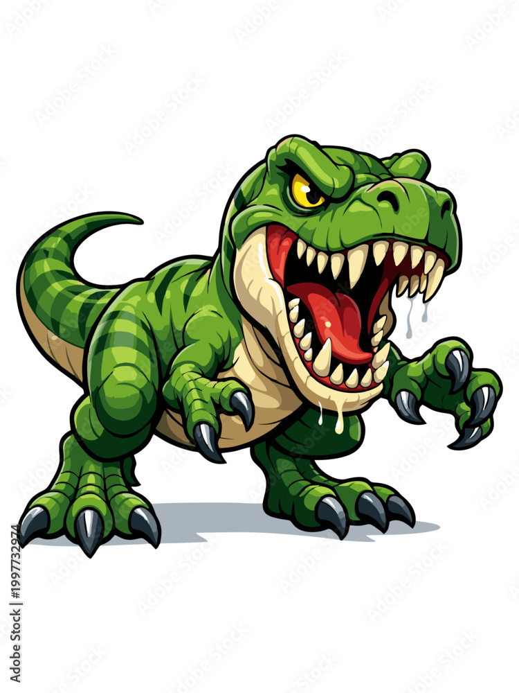 Fototapeta premium Vector Illustration of a Roaring Cartoon T-Rex Dinosaur