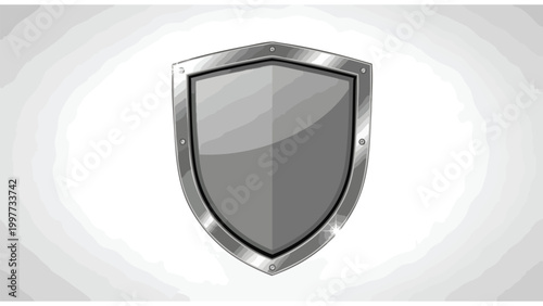 Metal Shield Security Icon for Business Protection and Safety Symbol