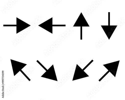 シンプルな方向矢印アイコンセット上下左右と斜め