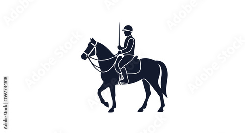 Vector illustration of a jockey riding a horse