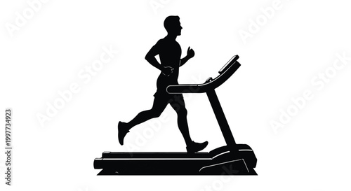 Man running on a treadmill in a black silhouette