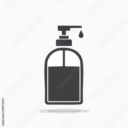 Silhouette illustration of a liquid soap dispenser with a falling drop.