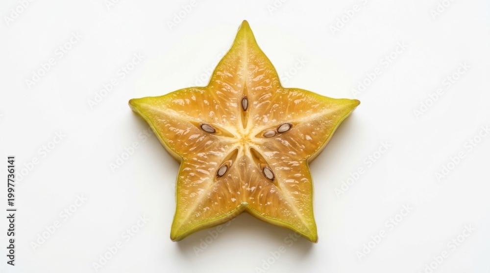 Fototapeta premium Starfruit Slice - A Vibrant and Delicious Tropical Fruit.
