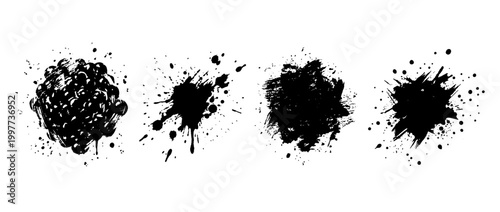 caviar , Grunge brush distressed paint splatter vector set 