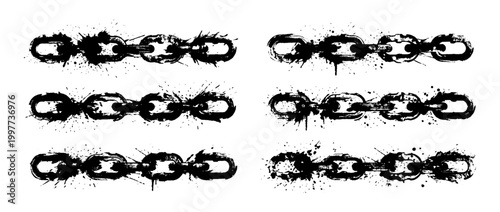 chain , Grunge brush distressed paint splatter vector set 