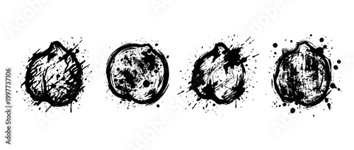 chickpea , Grunge brush distressed paint splatter vector set 