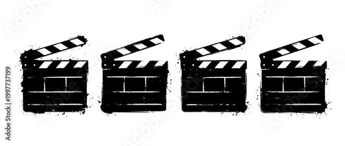 clapperboard , Grunge brush distressed paint splatter vector set 