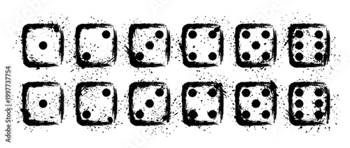 dice , Grunge brush distressed paint splatter vector set 