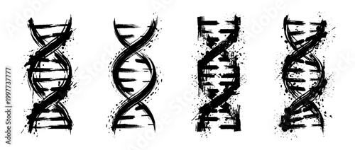 dna helix , Grunge brush distressed paint splatter vector set 