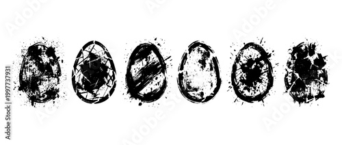 egg , Grunge brush distressed paint splatter vector set 