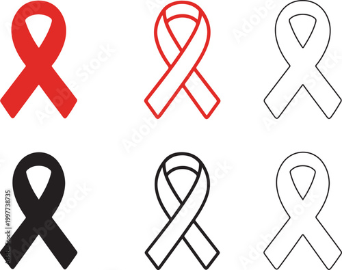 Red Ribbon Support Illustration, red ribbon support illustration icon, red ribbon support illustration vector, hiv awareness, aid support, health campaign, charity symbol, awareness design