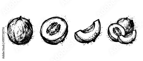 honeydew , Grunge brush distressed paint splatter vector set 