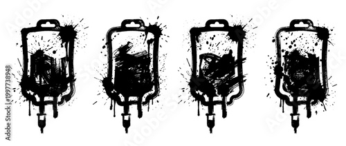 iv bag , Grunge brush distressed paint splatter vector set 