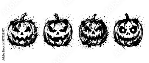 jackolantern , Grunge brush distressed paint splatter vector set 